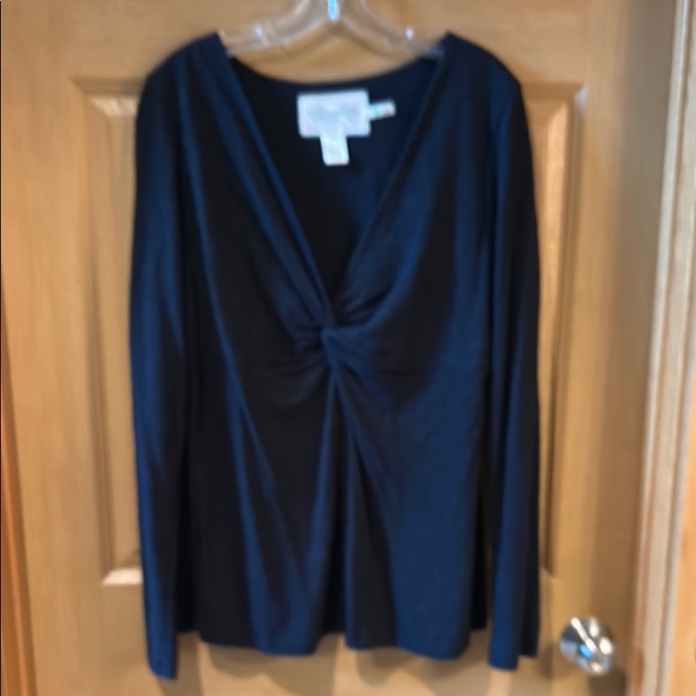 Aventura Blue Long Sleeve Tie Front Blouse